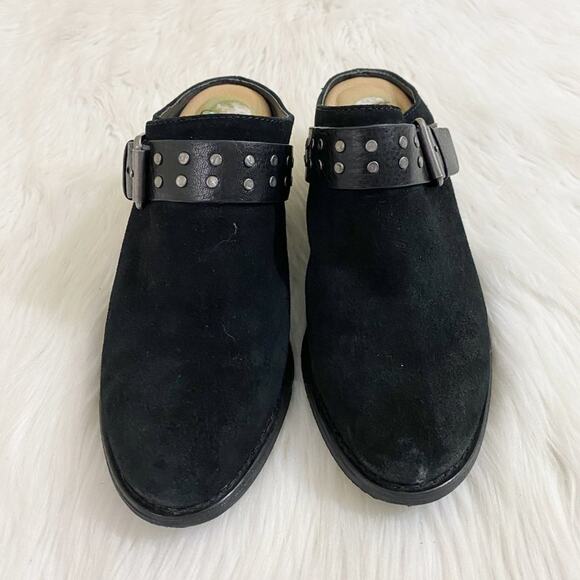 Sofft Black Suede Western Style Mules Sz 8 Strap/Buckle Detail Cushioned Insoles - Picture 2 of 11